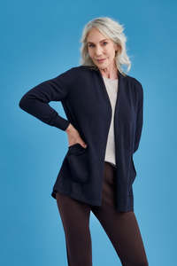 Open Front Long Merino Wool Cardigan