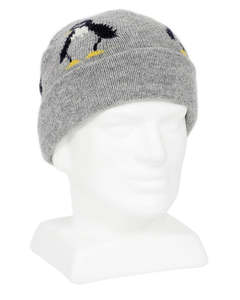 Penguin Motif Merino Wool Hat