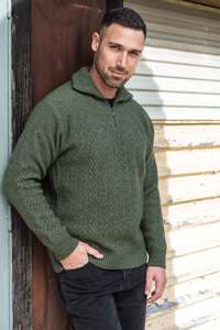 Jackets Coats: Chevron Pattern Possum Merino Zip Jumper