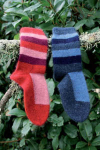 Kids Accessories: Childs Possum Merino Stripe Socks