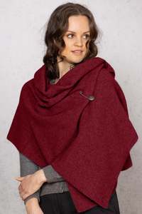 Wraps Capes Ponchos: Moss Stitch Possum Merino Shawl