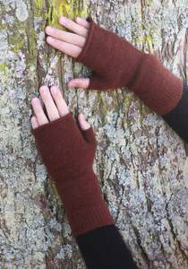 Gloves: Plain Possum Merino Fingerless Mittens