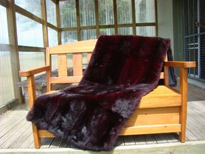 Burgundy Luxurious Possum Fur Mini Throw Envirofur