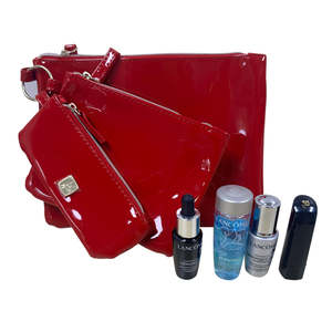 Frontpage: Lancome skincare 4-Piece Gift Set with Red make-up bag