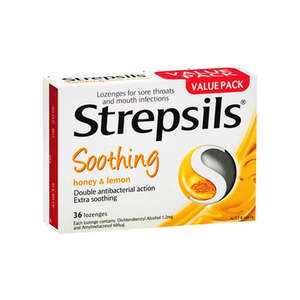 Frontpage: STREPSILS SOOTHING HONEY AND LEMON 36 LOZENGES