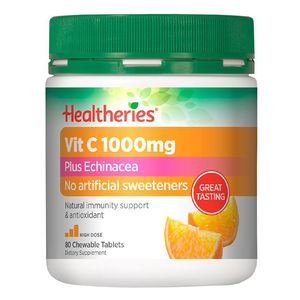 Vitamins: Healtheries Vitamin C + Echinacea 1000mg Chewable 80s