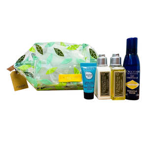 Sales: L'Occitane Green Makeup Bag 4-piece set (Body Lotion x1 Body Gel x1 Lotion x1 Cream x1)