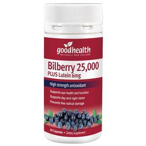 Good Health Bilberry 25,000mg Plus Lutein 6mg 60 Capsules