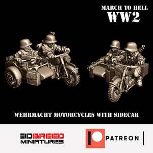 3d Breed Germans: German Motorcycle with Sidecar