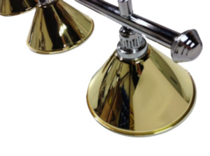 3 Brass Lighting Shades and Chrome Rail Set - PotBlack NZ