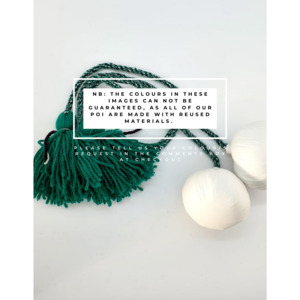 White Plastic Poi: Tuākana roa (73cm) Pair of Poi with Plastic Head