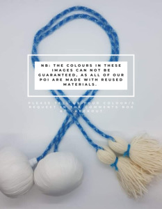 White Plastic Poi: Tūwaenga roa (63cm) Pair of Poi with Plastic Head