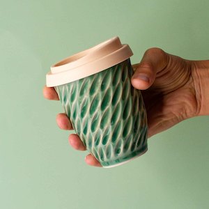 Green Ceramic Glazes: Sage Ceramic Travel Cup