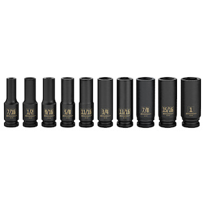 1/2" Dr 10pc Imperial Deep Impact Socket Set - Powerbuilt Tools