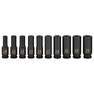 1/2" Dr 10pc Metric Deep Impact Socket Set - Powerbuilt Tools