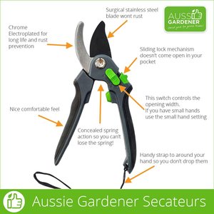 Gardening Gadgets: Aussie Gardener Secateurs  - Stainless steel blade