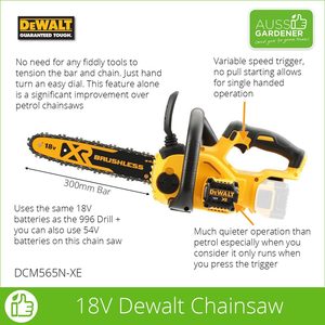 Bare Unit W/OUT batteries - Dewalt 18V XR Li-Ion Brushless Chainsaw  - DCM565N-XE