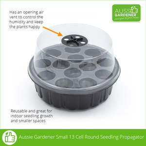 Seed Raising Trays: Aussie Gardener Small 13 Cell Round Seedling Propagator