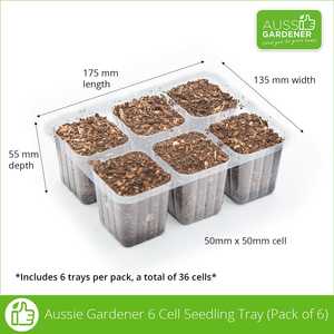 Seed Raising Trays: Aussie Gardener 6 Cell Seedling Tray (Pack of 6)
