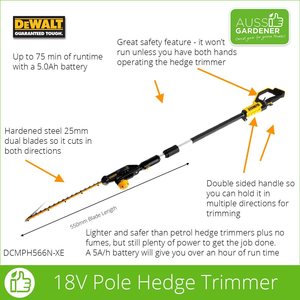 Dewalt: Bare unit w/out batteries - DeWalt DCMPH566N-XE 18V Pole Hedge Trimmer
