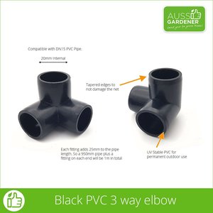 Fruit Protection Bags: PestFree Parts: Black PVC 3 way elbow DN15