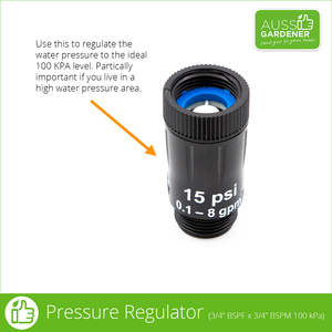 Gardening Watering Equipment: Pressure Regulator (3/4” BSPF x 3/4” BSPM 100 kPa)