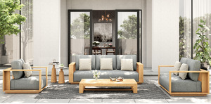 Briar Teak Outdoor 3-Seater Sofa with Sunbrella Cast Silver Cushions