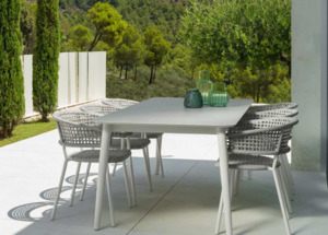 Products: MOON Extending Dining Table by Talenti Italy - 240-300m x 100x76 - White Frame with Grey Top - LAST TABLE, ON DISPLAY