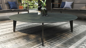 Products: Delores 120cm dia ROUND Ceramic Coffee table (TWO COLOURS: Carbon or Grigio)