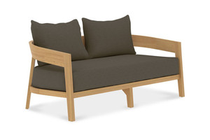 Products: Veneto Teak Outdoor Sofa 2-Seater with Sunbrella Cushions in Cast Slate
