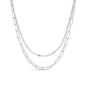 Celesti: Celesti Paperclip Duo Necklace | Silver | 45cm