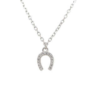 Grace 'Luck' Horseshoe Necklace | Silver CZ RH