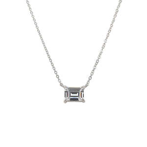 Grace: Grace Silver CZ 'Azure' Elegance Emerald-Cut 45cm Necklace