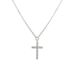 Grace 'Faith' Cross Necklace | Silver CZ RH