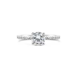 Promise: Promise 'Elegant' 4 Claw Solitaire w Bead Set Band Ring