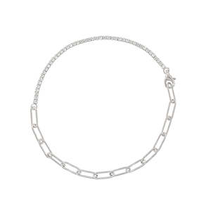Grace 'Courage' Paperlink Chain Bracelet | Silver CZ |