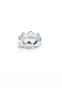 Stolen Girlfriends Club Silver Band of Hearts Rose Quartz Ring