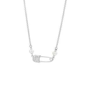 Karen Walker | Runaway | Mini Saftey Pin | Fresh Water Pearl Necklace | 45cm