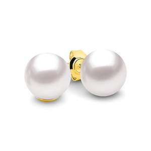 Allura Cosmic Moon 9ct Gold 7mm Round Pearl Studs