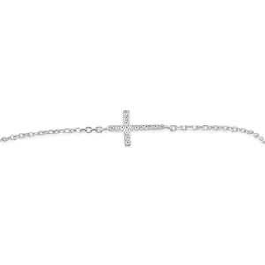 Grace 'Faith' Cross Bracelet | Silver CZ RH