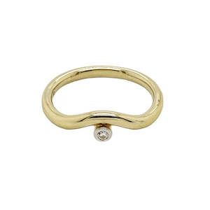 9ct Yellow Gold Bezel-Set Diamond Wave Ring