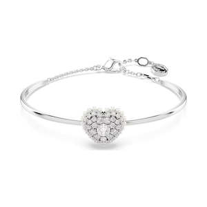 Swarovski Hyperbola Heart Bangle | Rhodium Plated