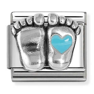 Nomination | Baby Feet with Little Blue Heart in Silver