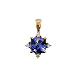 9k Tellow Gold Tanzanite & Diamond Pendant
