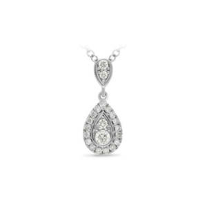 9k White Gold & Diamond Drop Pendant