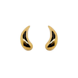 9k Yellow Gold Hollow Curved Stud Earrings