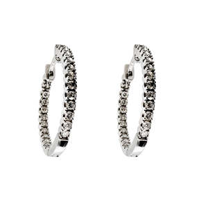 Fine Jewellery: 10k White Gold Diamond Hoop Earrings