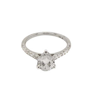 14K White Gold Pear Cut Diamond Ring