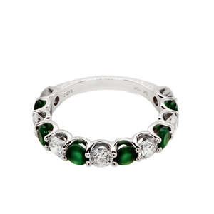 Wedding Anniversary Bands: Diamond & Emerald Sparkling Band