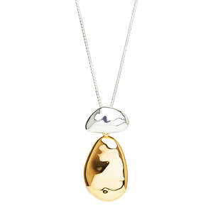 Necklaces Pendants: Najo Double Pebblet Two-Tone Pendant | STG & 14k GP